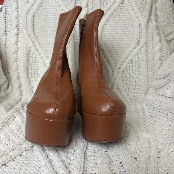 Larroude Miso Platform Boot Camel Stretch Leather Size 7 - Picture 3 of 7